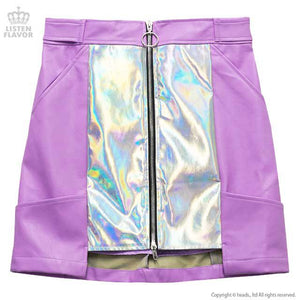 Listen Flavor Holographic Panel Skirt  (Lavender)