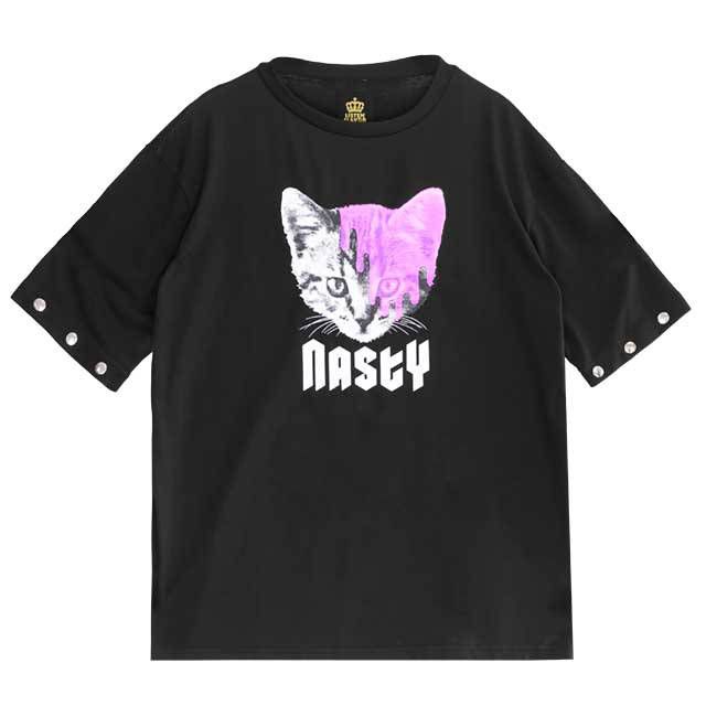 Listen Flavor "Nasty" Pink Cat t-shirt